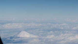   Mt. Fuji, the view from a window of the airplane. 賀状